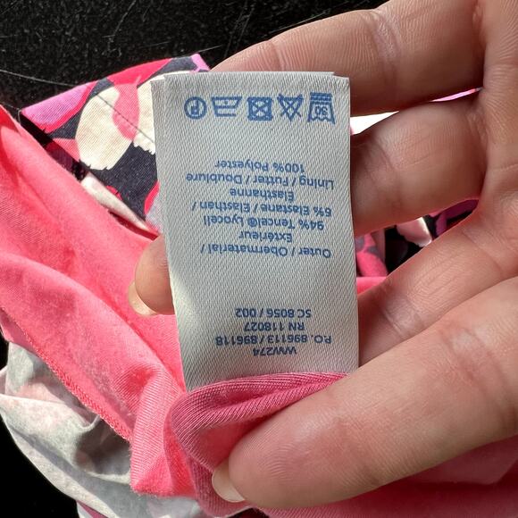 Boden Women Size US10L Bella Geometric Print Jersey Knit Dress Pink/Gray Midi - Picture 10 of 12